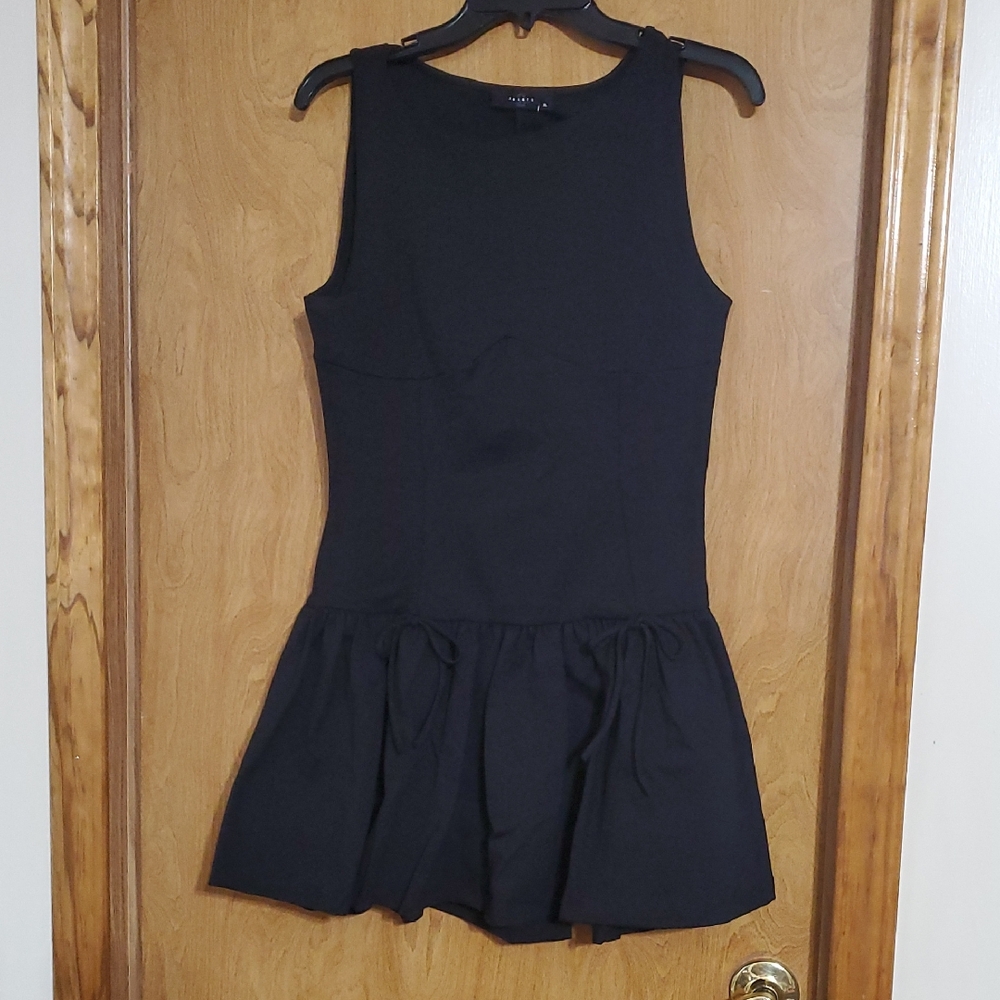 Black Sheath Mini Dress With Gathered Skirt